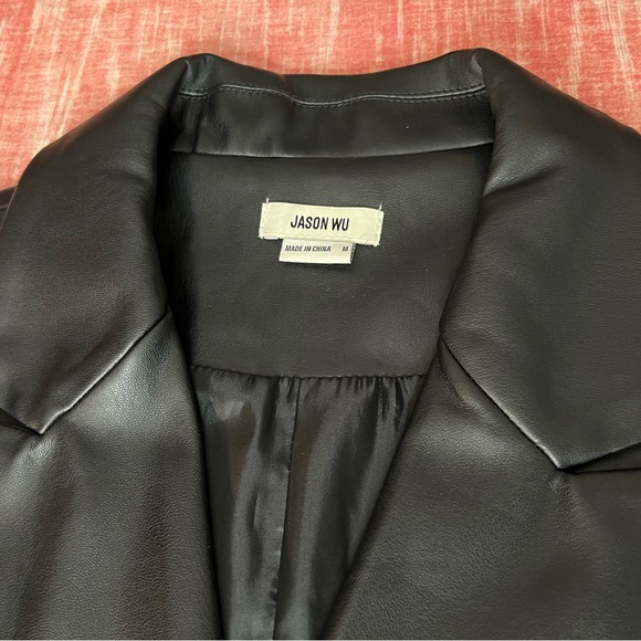 NWT JASON WU Double Breasted Lapel Faux Leather Black Sleeveless Vest sz M - Picture 3 of 6